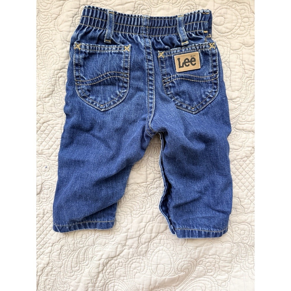 Vintage 90s Lee Baby/Toddler Blue Denim Jeans 12 Months Elastic Waist Snap-Leg